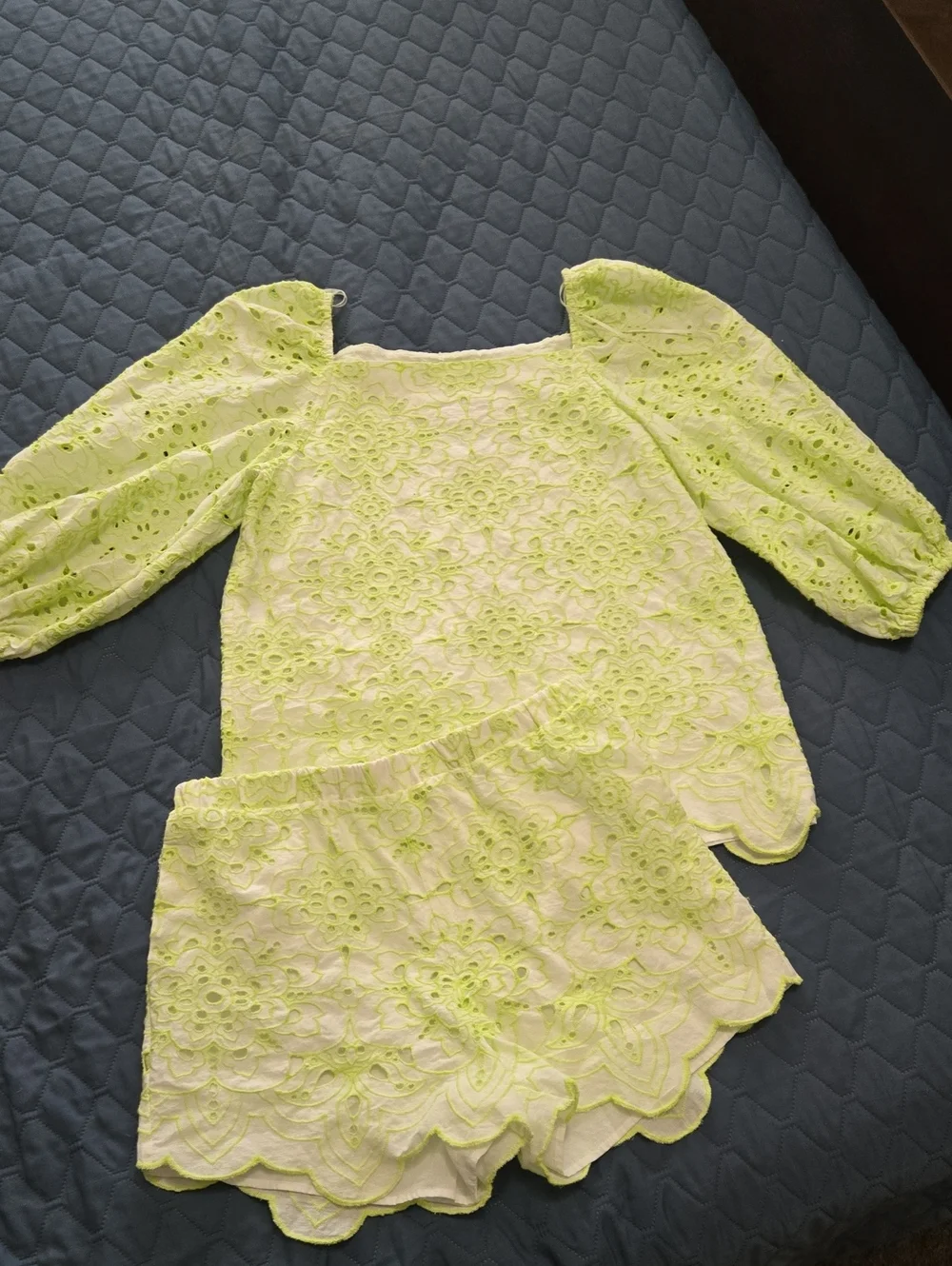 Trina Turk Neon Lime Eyelet Two-Piece Set